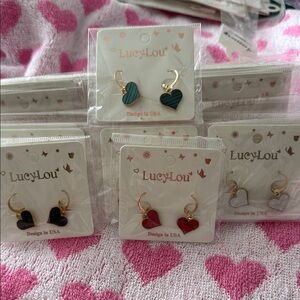 LucyLou Dangle Heart Earrings In Various Colors. Gold Tone Hardware. NWT.